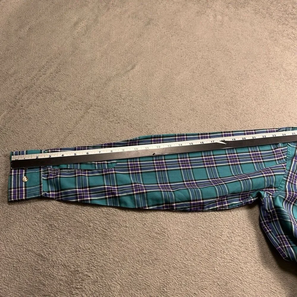 Levi Strauss Colorgraphs Button Down Shirt Mens M Vintage Plaid Teal Purple 90s